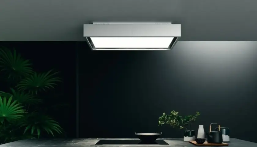 Cappa a soffitto in cartongesso, design moderno, illumina la cucina con stile.