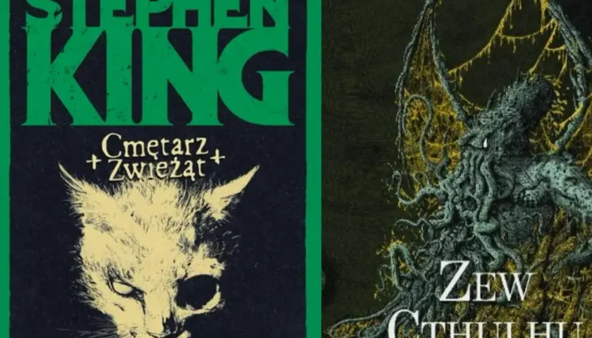 Okładki książek Stephena Kinga "Cmentarz Zwierząt" i H.P. Lovecrafta "Zew Cthulhu" - idealne do listy horror top 10.