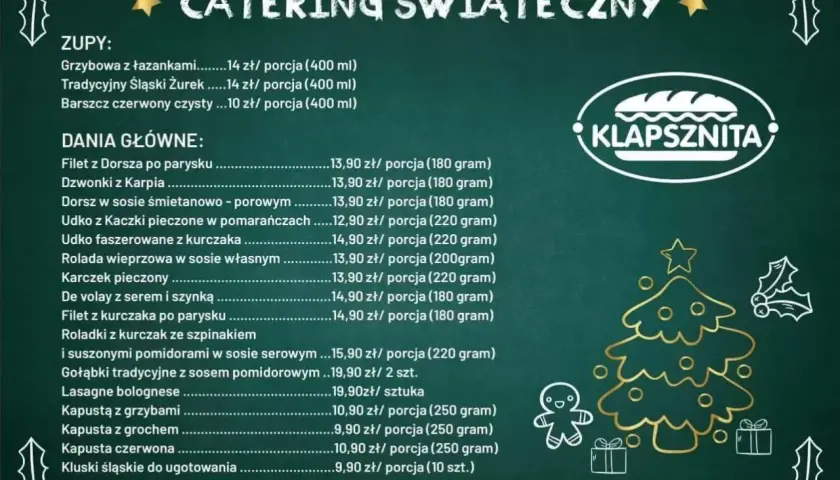 Catering świąteczny cennik: zupy, dania główne, kapusty i kluski. Sprawdź ceny i wybierz idealne menu na święta.
