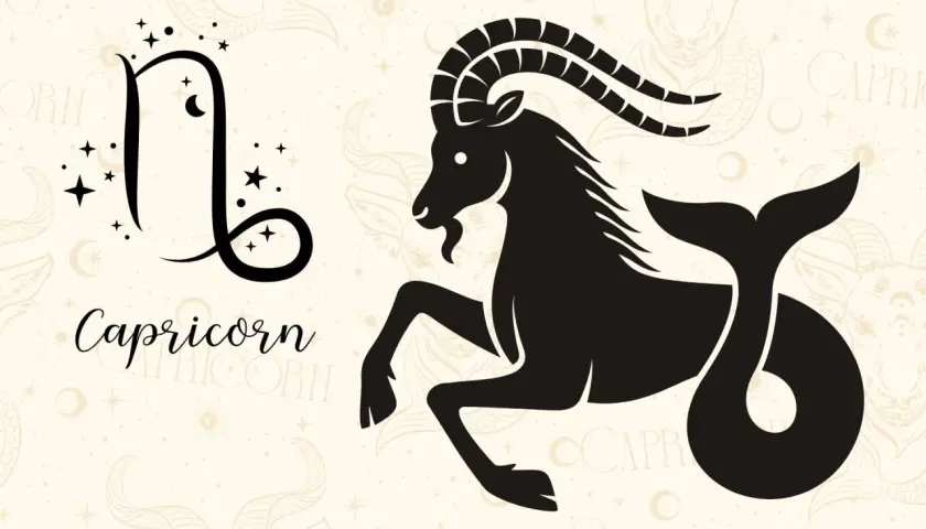 Symbol Koziorożca i jego sylwetka. 31 grudnia znak zodiaku, który łączy kozła z rybą.