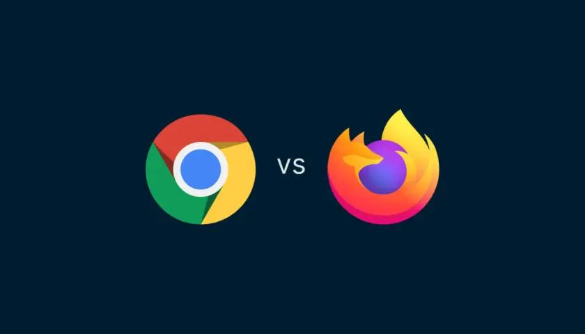 Logo Google Chrome kontra logo Firefox. Porównanie popularnych przeglądarek internetowych.
