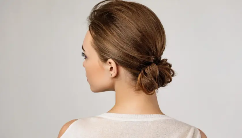 Eleganckie, luźne upięcia włosów do ramion, tworzące subtelny kok.