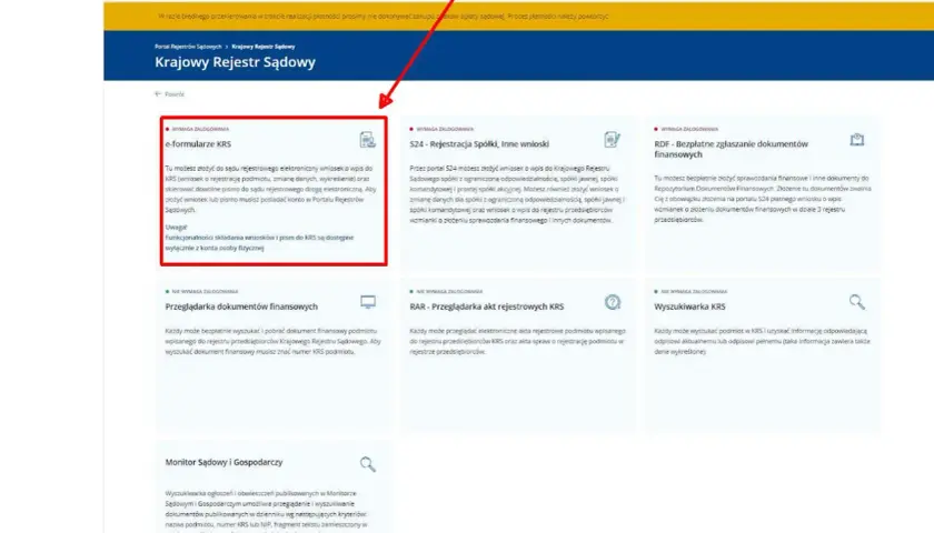 Jak złożyć wniosek do KRS elektronicznie? Instrukcja na portalu Rejestrów Sądowych. Zaloguj się, by złożyć e-formularz KRS.