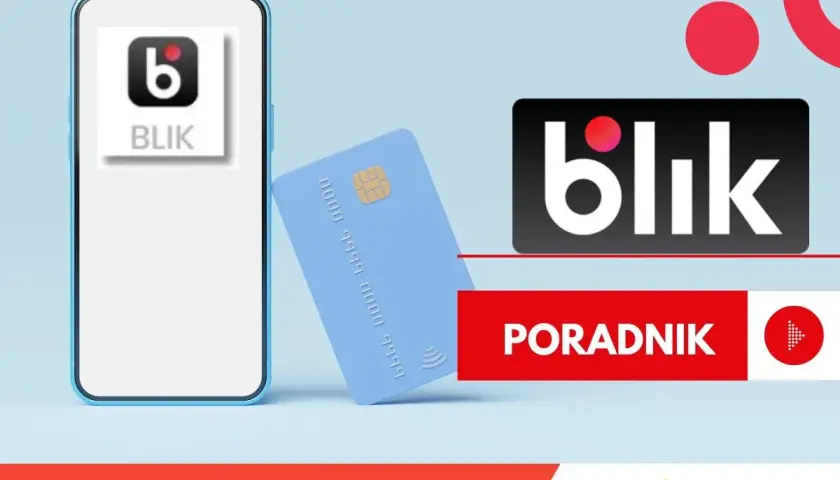 Szybki zarobek blik: telefon z ikoną Blik, karta płatnicza i napis "PORADNIK".