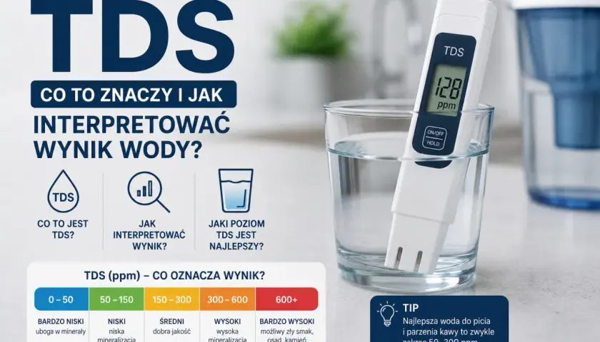 TDS co to? Miernik pokazuje 128 ppm. Dowiedz się, jak interpretować wynik TDS wody i jaki poziom jest najlepszy do picia.