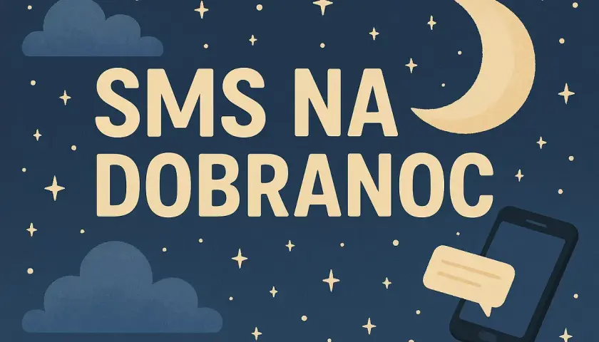 Nocne niebo z księżycem i gwiazdami. Telefon wysyła długie słodkie wiadomości do chłopaka na dobranoc.