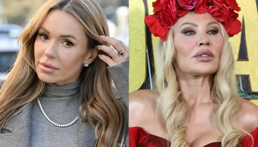 Monika Jarosińska i Doda w zestawieniu. Jedna w szarościach i diamentach, druga w czerwieni i wianku z róż.