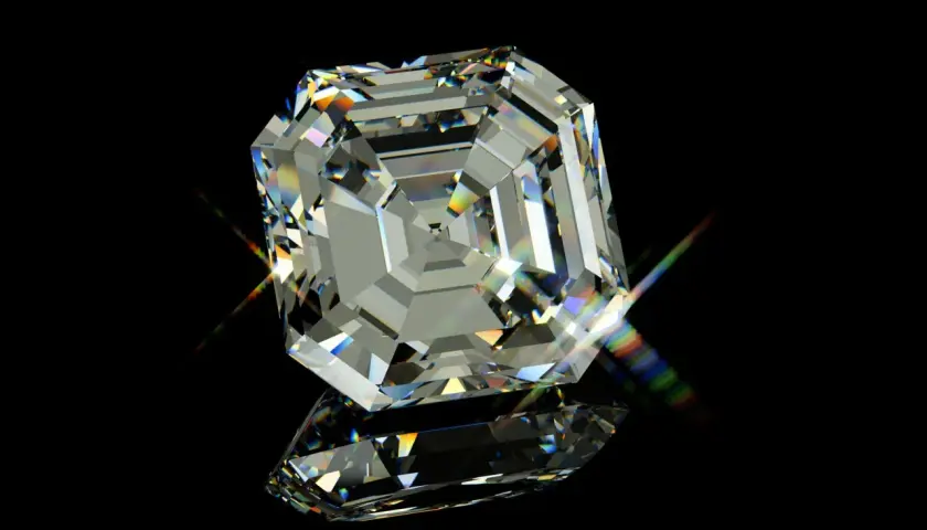 Ein geschliffener Diamant mit vielen Facetten, der das Licht in allen Farben bricht. Man fragt sich, wie viele Facetten hat ein Brillant, um solch ein Funkeln zu erzeugen.