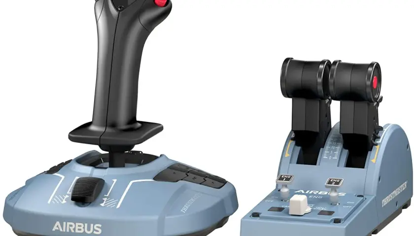 Manette de vol et manette des gaz Thrustmaster pour config flight simulator 2024.