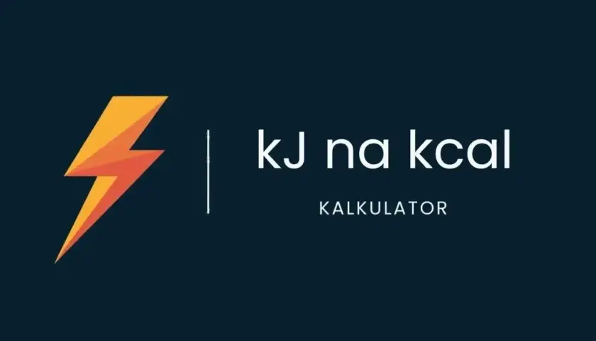 Pomarańczowa błyskawica obok napisu "kj na kcal kalkulator". Szybka konwersja jednostki ciepła.