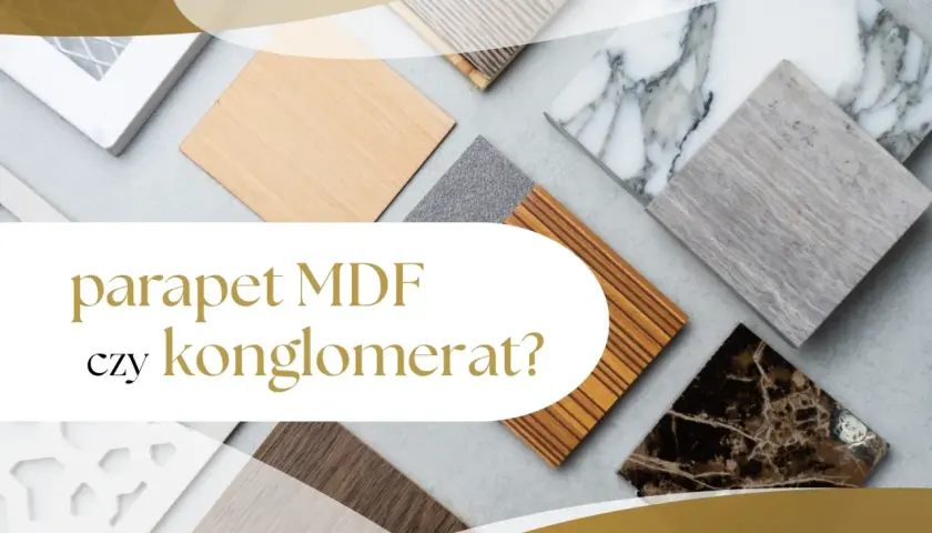 Wybór materiału na parapet: MDF czy konglomerat? Próbki różnych wykończeń okiennych.