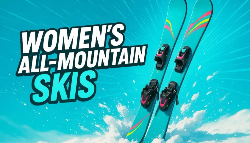 Narty all mountain damskie w kolorze turkusowym z kolorowymi akcentami, gotowe na podbój każdego stoku.