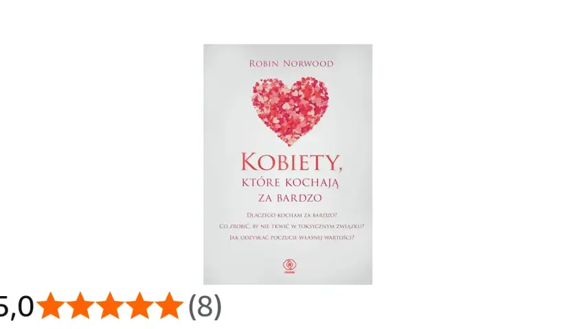 Okładka książki "Kobiety, które kochają za bardzo" Robin Norwood. Pomaga zrozumieć, dlaczego kochamy za bardzo i jak wyjść z toksycznych związków.