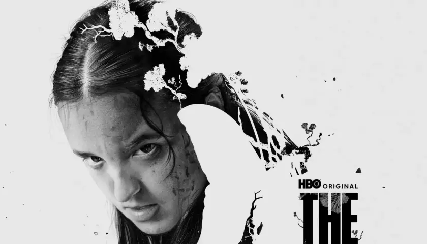 Ellie från rollistan i The Last of Us, med en konstnärlig, abstrakt design som antyder hennes kamp.