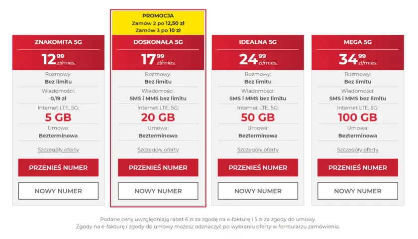 T-Mobile abonament za 25 zł to oferta Idealna 5G z 50 GB internetu. Dostępne też inne pakiety.