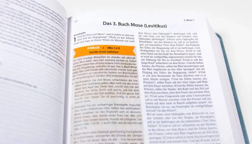 Ein Buch mit biblischem Text. Der Fokus liegt auf dem Thema "Sünde ernst nehmen". Sein Wort meine Welt.
