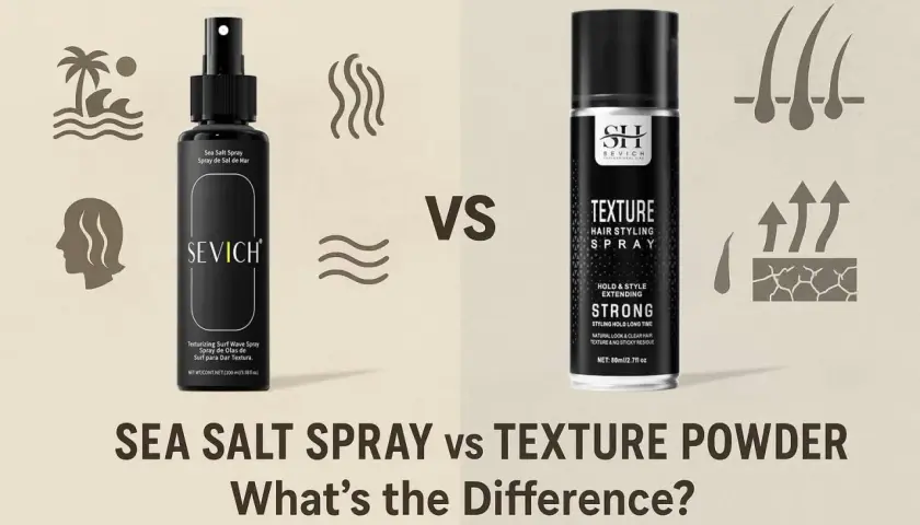 Dos sprays para el pelo: uno de sal marina para un look playero y otro texturizante para dar volumen y fijación.
