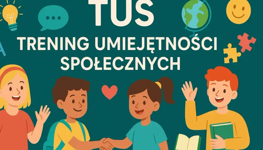 TUS: Trening Umiejętności Społecznych dla dzieci. Uśmiechnięci mali przyjaciele uczą się współpracy i komunikacji.
