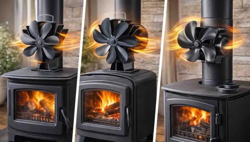 So stellen Sie den Ofenventilator richtig auf: Er nutzt die Wärme des Ofens, um die Luft zu verteilen.