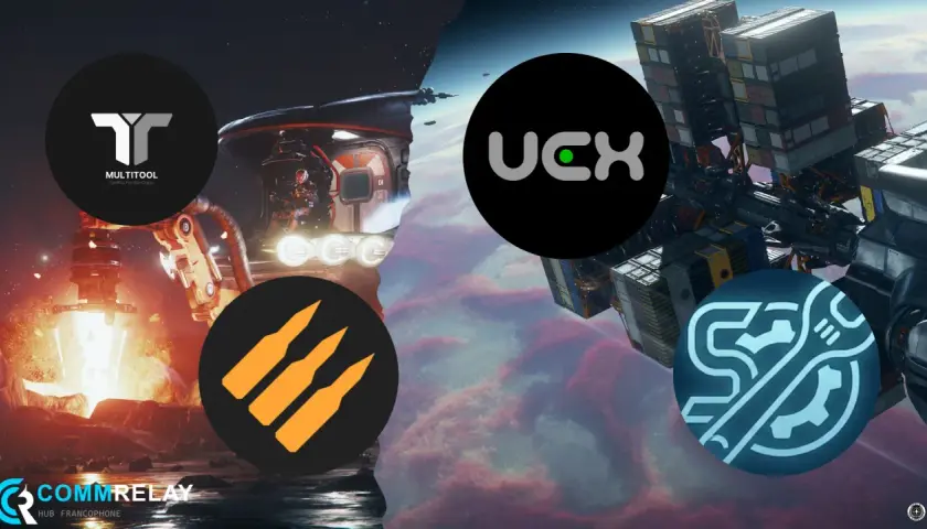 Icônes de Multitool, UCX, munitions et outils sur fond de scènes Star Citizen. Configuration idéale pour les joueurs.
