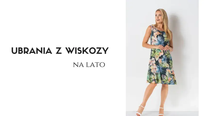 Kobieta w kwiecistej sukience z wiskozy, która świetnie oddycha latem.