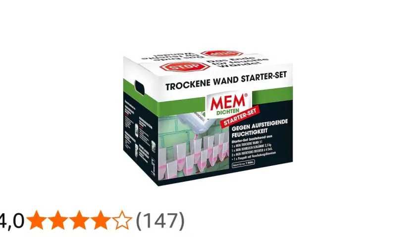MEM Trockene Wand Starter-Set gegen aufsteigende Feuchtigkeit. Endlich eine trockene Wand erfahrung!
