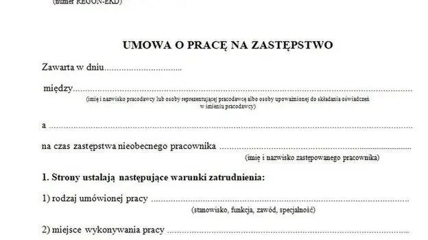 Umowa o zastępstwo - umowa na czas zastępstwa