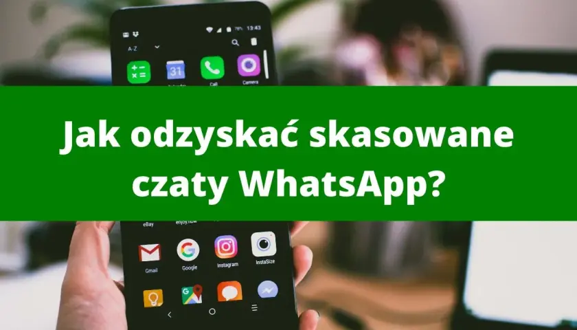 Jak odzyskać usunięte wiadomości z WhatsApp bez kopii zapasowej? Dwa telefony z ikonami aplikacji, jeden w dłoni.