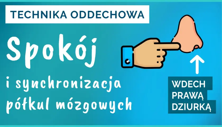 Technika oddechowa: Spokój i synchronizacja półkul mózgowych. Wdech prawą dziurką.