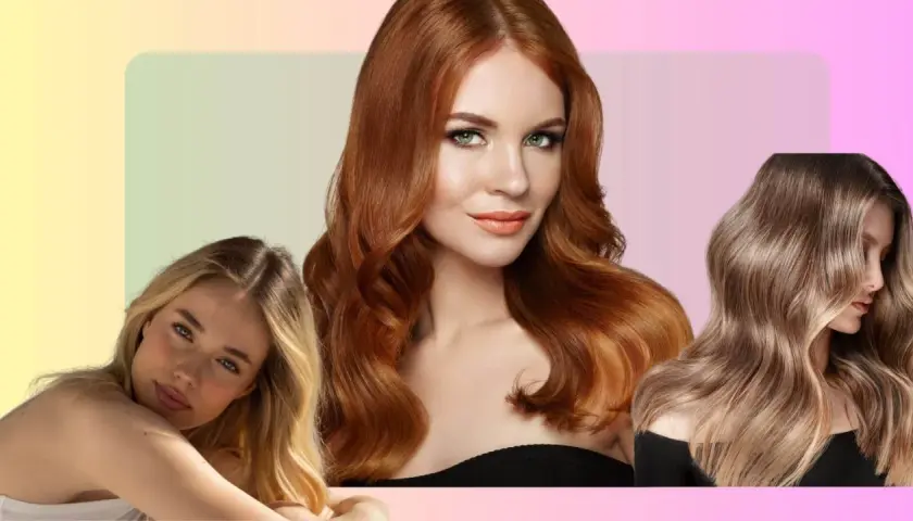 Mujeres con cabello teñido de rojo, rubio y castaño claro. El tinte con amoniaco permite estos vibrantes cambios de color.