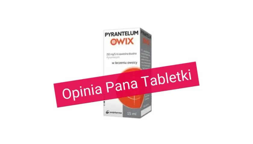 Opakowanie leku Pyrantelum Owix, który jest środkiem na odrobaczenie dla ludzi.