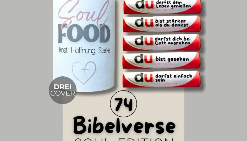 Soul Food" Buch mit Bibelversen, die Trost, Hoffnung und Stärke spenden, inspiriert von Psalm 128.