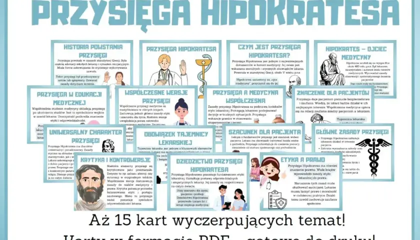 Przysięga Hipokratesa: historia, zasady, współczesne wersje i znaczenie dla pacjentów. Materiał edukacyjny w PDF.