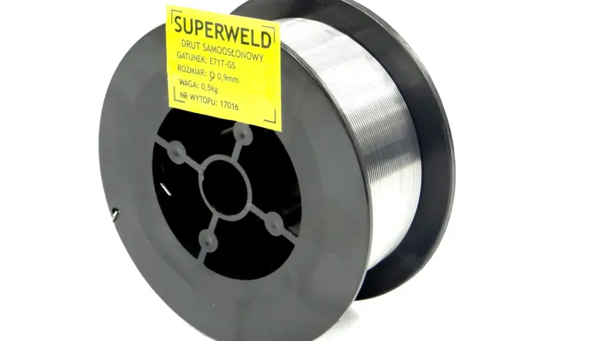 Drut samoosłonowy SUPERWELD do spawania ocynku, 0,9mm, 0,5kg. Idealny do prac warsztatowych.