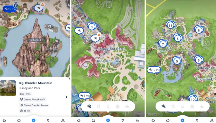 Mapy Disneyland Paris pokazują atrakcje, hotele i czasy oczekiwania. Planuj swoją wizytę w Disneylandzie!
