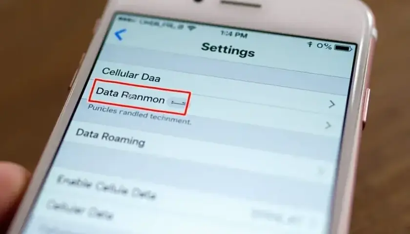 Ustawienia telefonu, opcja "Data Roaming" jest widoczna. Czy roaming trzeba włączyć, aby korzystać z danych za granicą?