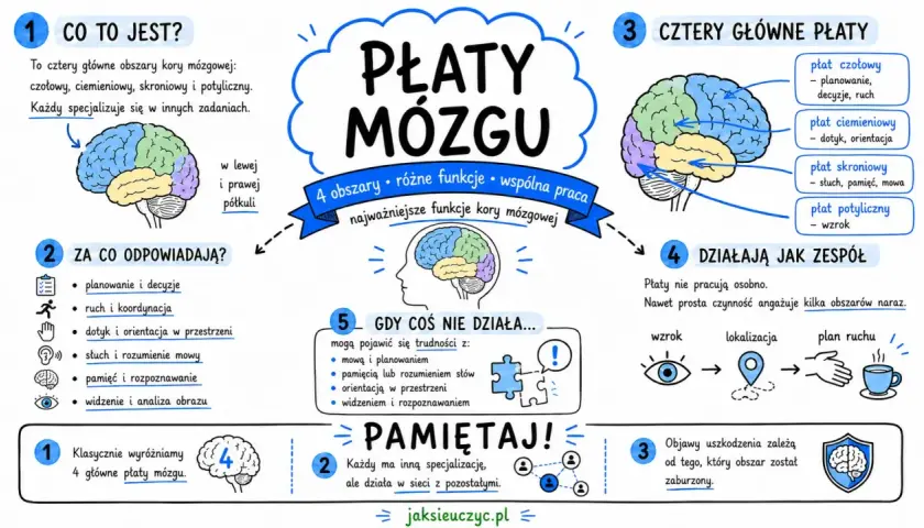Jak zacząć rozmowę zamiast "co tam"? Dowiedz się, jak działają płaty mózgu, ich funkcje i jak współpracują. Wiedza ta pomoże Ci lepiej zrozumieć siebie i innych.