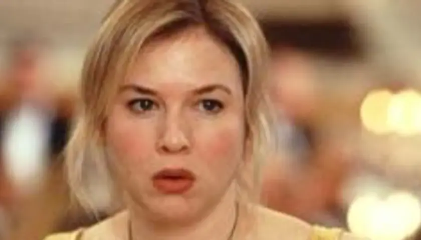 Zbliżenie na twarz Renée Zellweger, aktorki znanej z wielu popularnych filmów.
