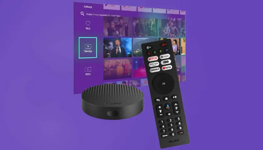 Nowoczesny dekoder i pilot PLAY, idealne do oglądania ulubionych seriali i filmów. UPC Polska oferuje bogactwo kanałów.