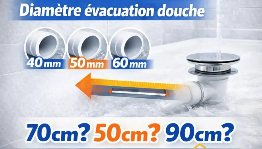 Comparaison des diamètres d'évacuation douche : 40, 50, 60 mm. Quelle distance pour votre évacuation ?