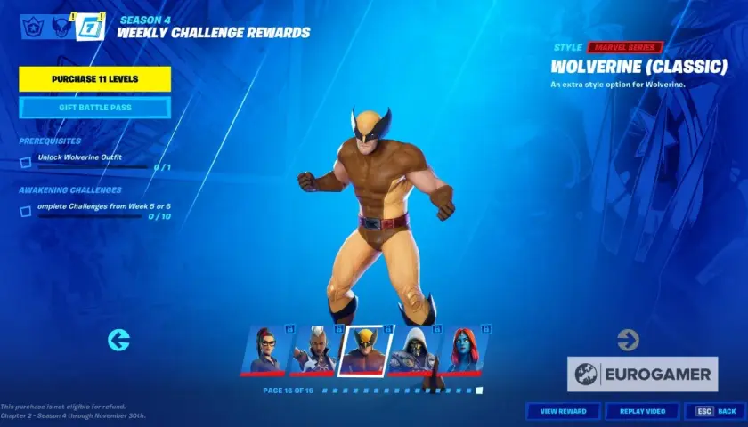 Wolverine (Classic) z Fortnite, dostępny po ukończeniu wyzwań.