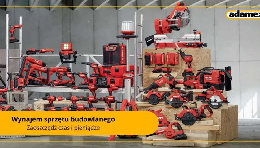 Duży wybór profesjonalnego sprzętu budowlanego Hilti. Wiertarki, piły, szlifierki i inne narzędzia czekają na wynajem.