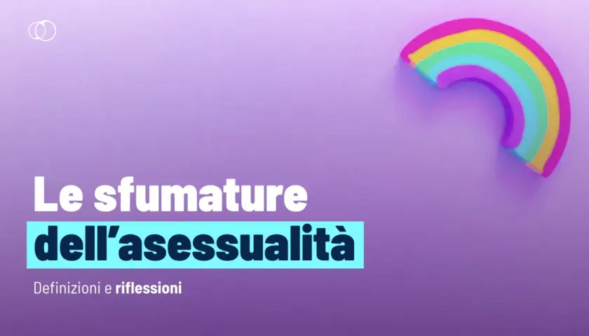 Le sfumature dell'asessualità: definizioni e riflessioni. Un arcobaleno stilizzato su sfondo viola.