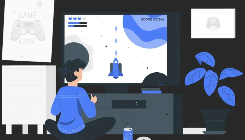 Ein Spieler spielt ein Weltraumspiel, was die **Definition von Gamification** veranschaulicht: spielerische Elemente in nicht-spielerischen Kontexten.