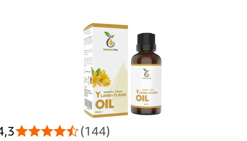 Flaska med ekologisk ylang-ylang olja från Natura Pur. Lär dig mer om ylang ylang egenskaper för välbefinnande.