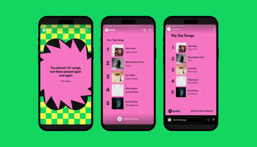 Kiedy jest Spotify Wrapped, widzimy podsumowanie ulubionych piosenek, takich jak "Anti-Hero" Taylor Swift.