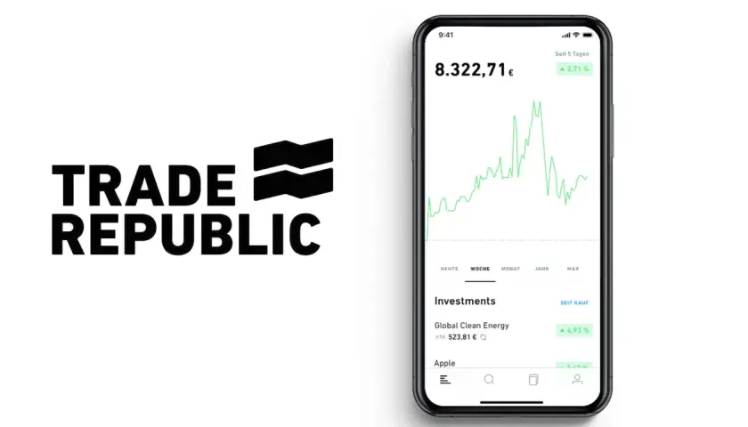 Trade Republic App zeigt einen wachsenden Wert von 8.322,71 € und eine Investition in "Global Clean Energy". Ideal für deinen Trade Republic Sparplan.