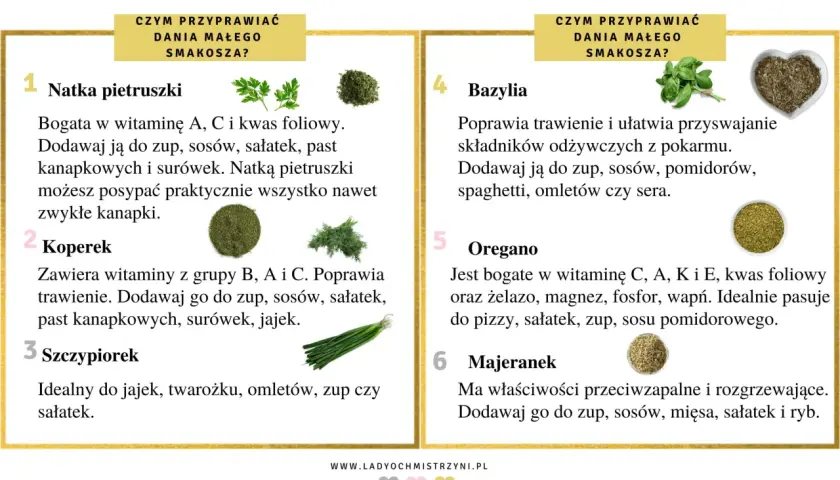 Jakie przyprawy dla niemowlaka? Natka pietruszki, koperek, bazylia, oregano, majeranek – zdrowe dodatki do dań malucha.