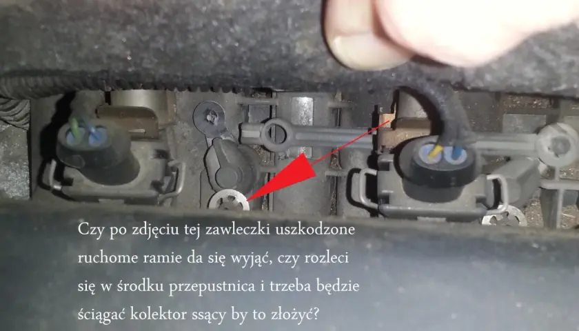 Naprawa przepustnicy w Oplu z błędem DTC P0500. Czy po zdjęciu zawleczki ramie da się wyjąć, czy rozleci się w środku?