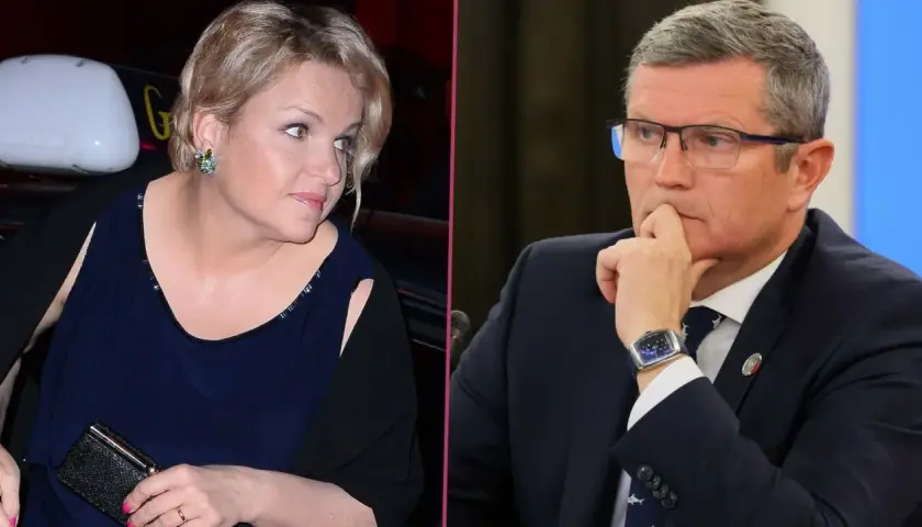 Kobieta w granatowej sukience i mężczyzna w garniturze. Czy to początek romansu Marcina Bosackiego?